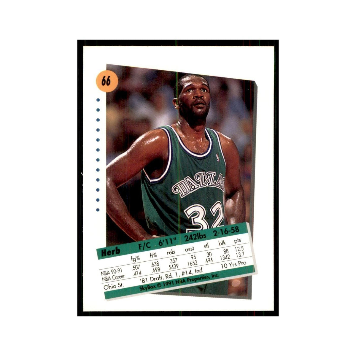 1991 SkyBox Herb Williams Basketball Cards #66