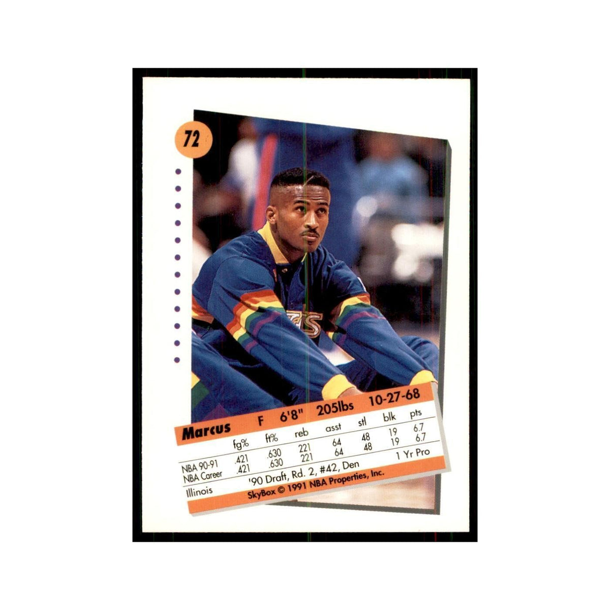 1991 SkyBox Marcus Liberty Basketball Cards #72