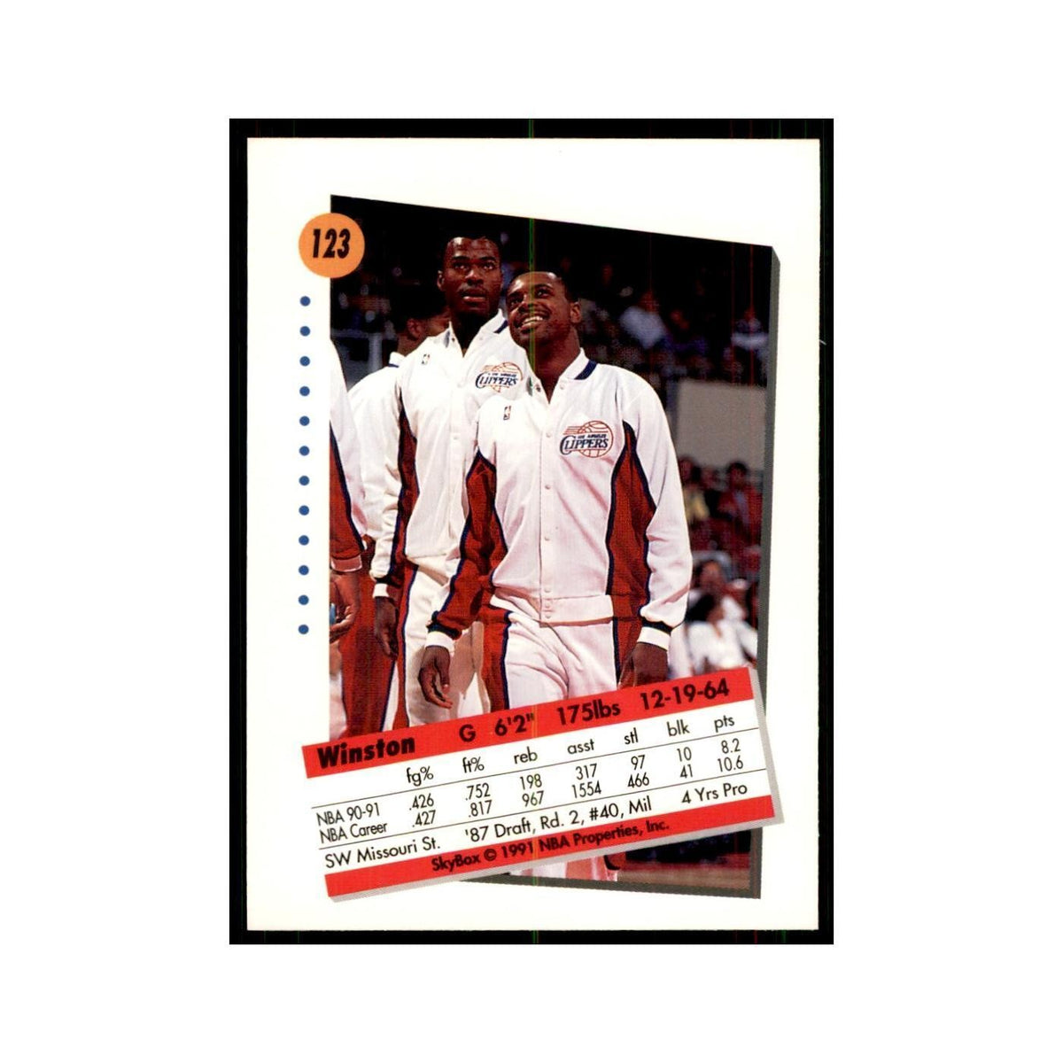 1991 SkyBox Winston Garland Basketball Cards #123