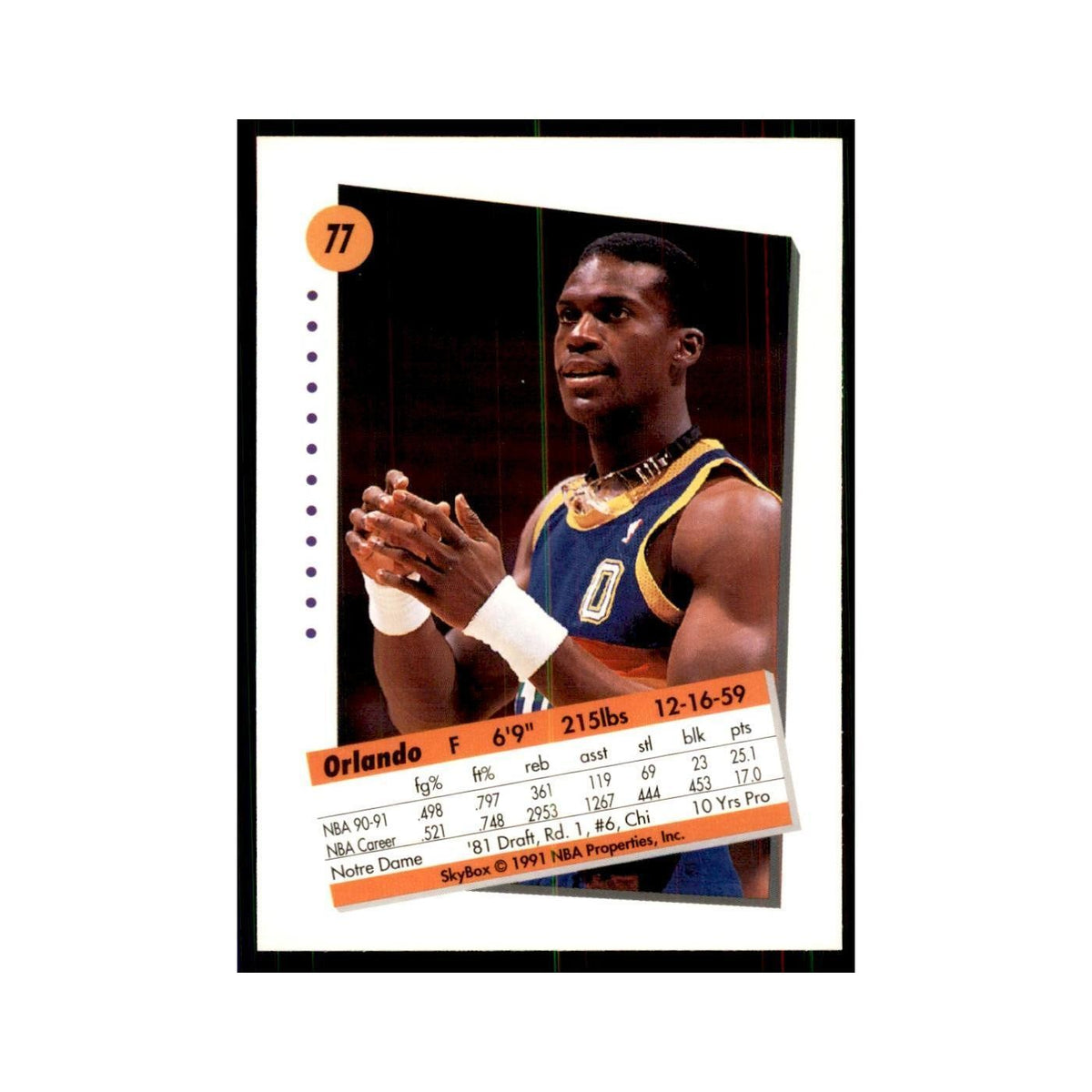 1991 SkyBox Orlando Woolridge Basketball Cards #77