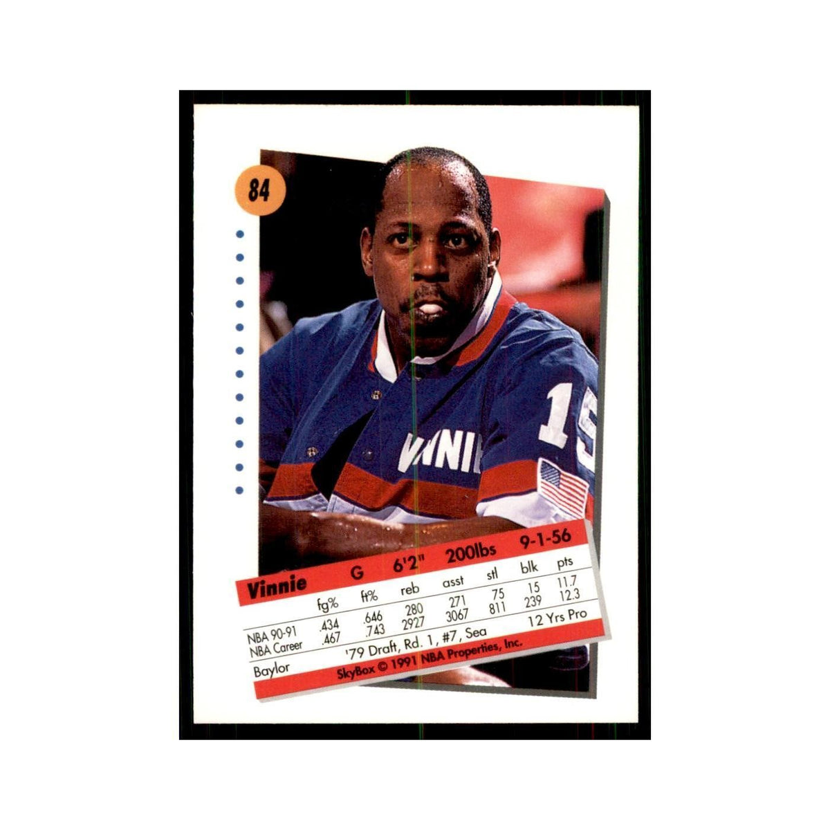 1991 SkyBox Vinnie Johnson Basketball Cards #84