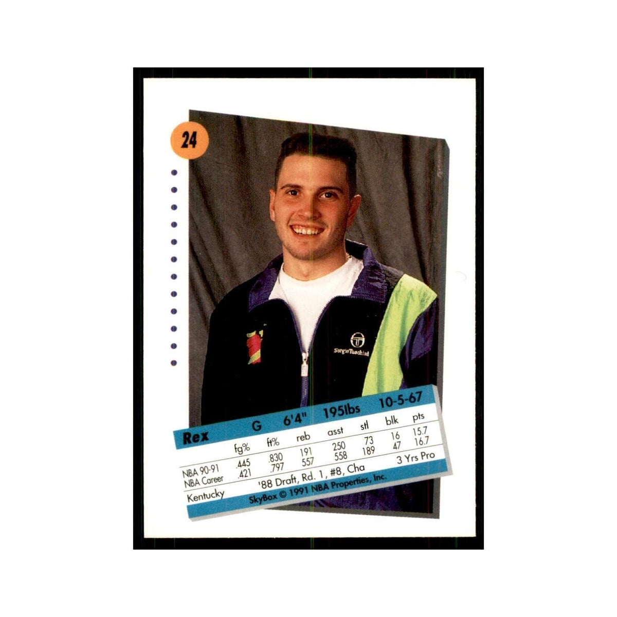 1991 SkyBox Rex Chapman Basketball Cards #24