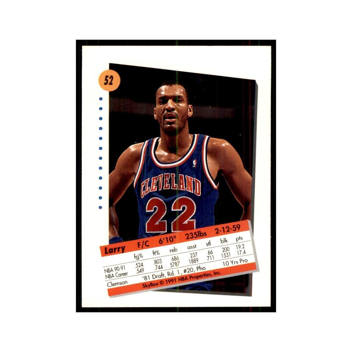 1991 SkyBox Larry Nance Basketball Cards #52