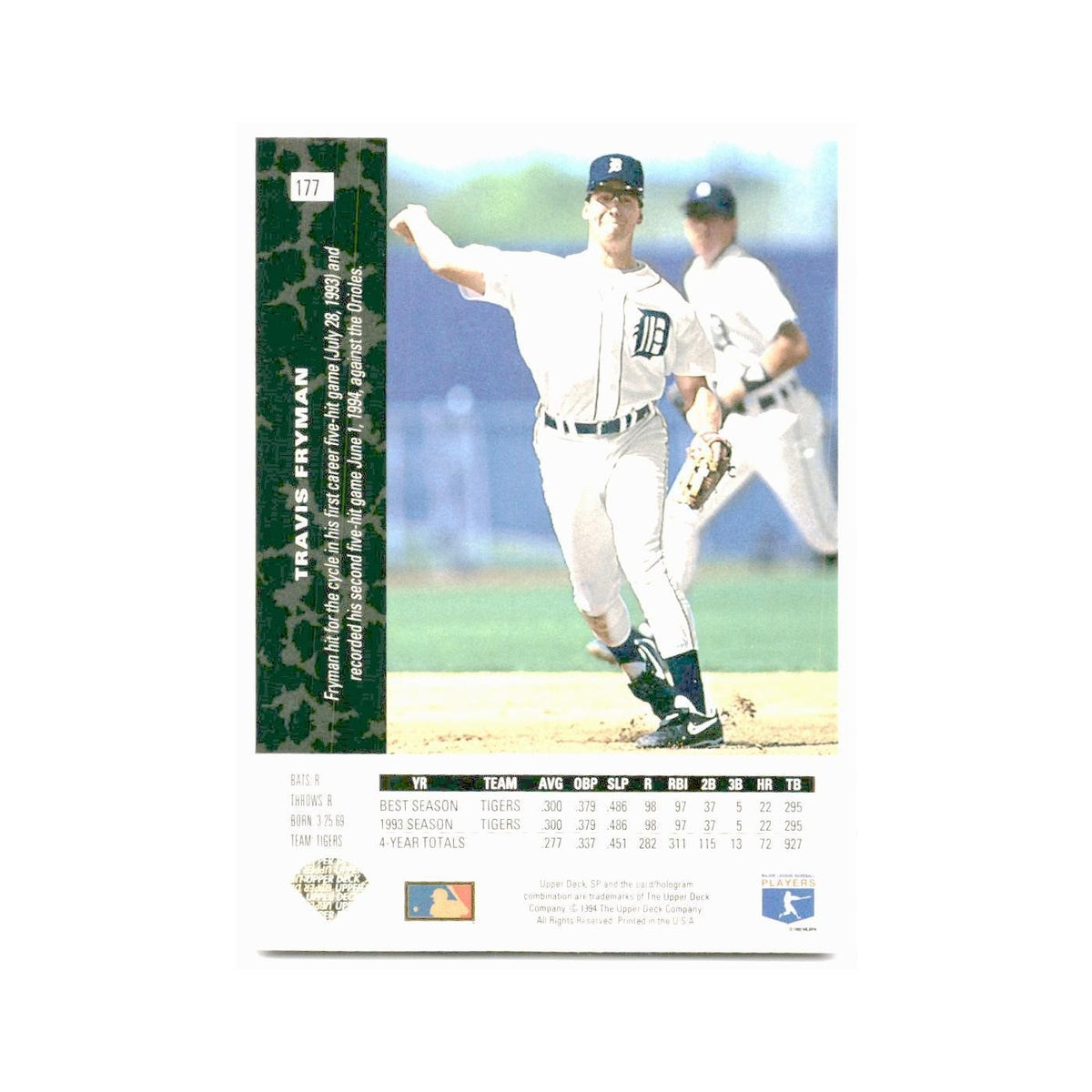 Travis Fryman 1994 SP #177 Detroit Tigers Baseball Card NM