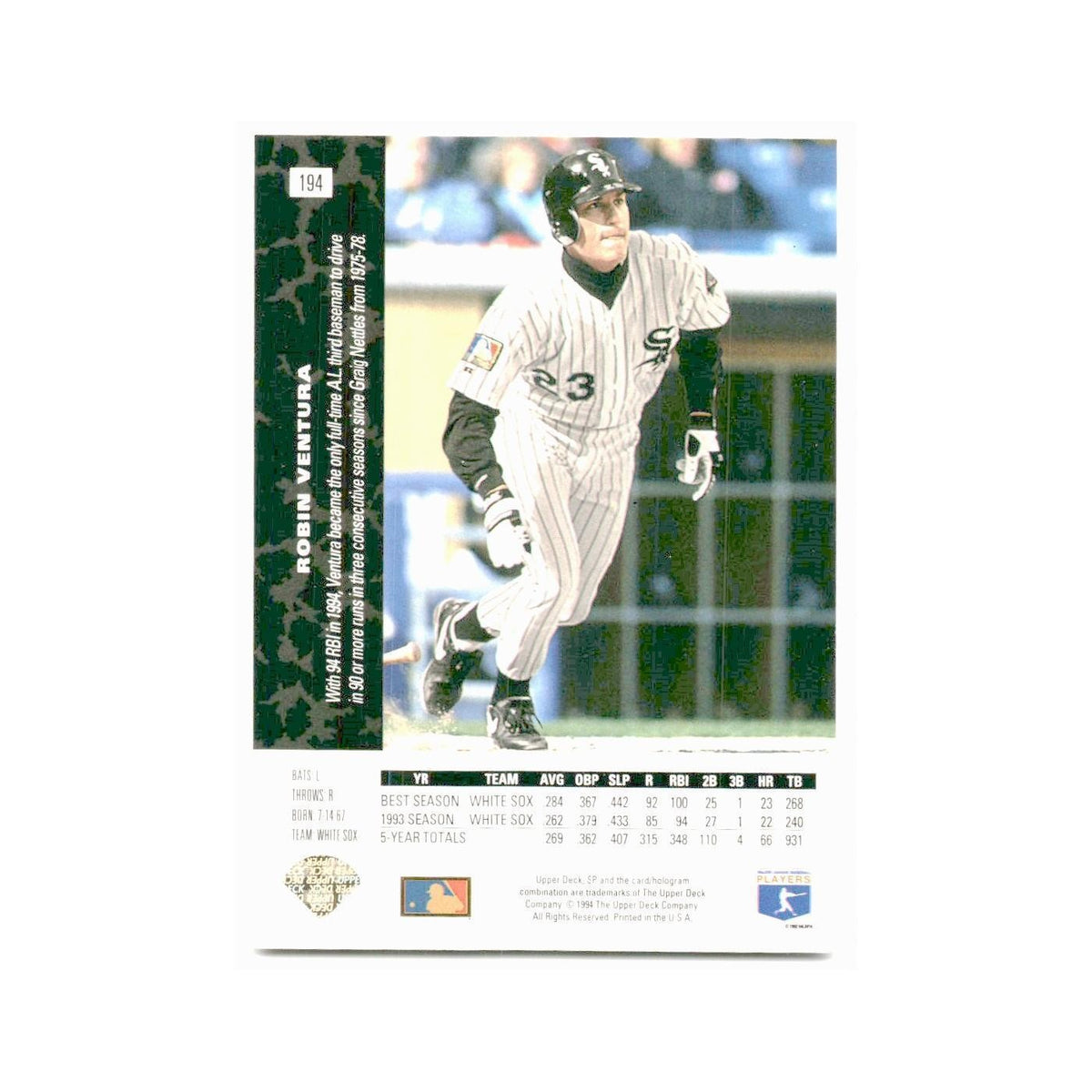 Robin Ventura 1994 SP #194 Chicago White Sox Baseball Card NM