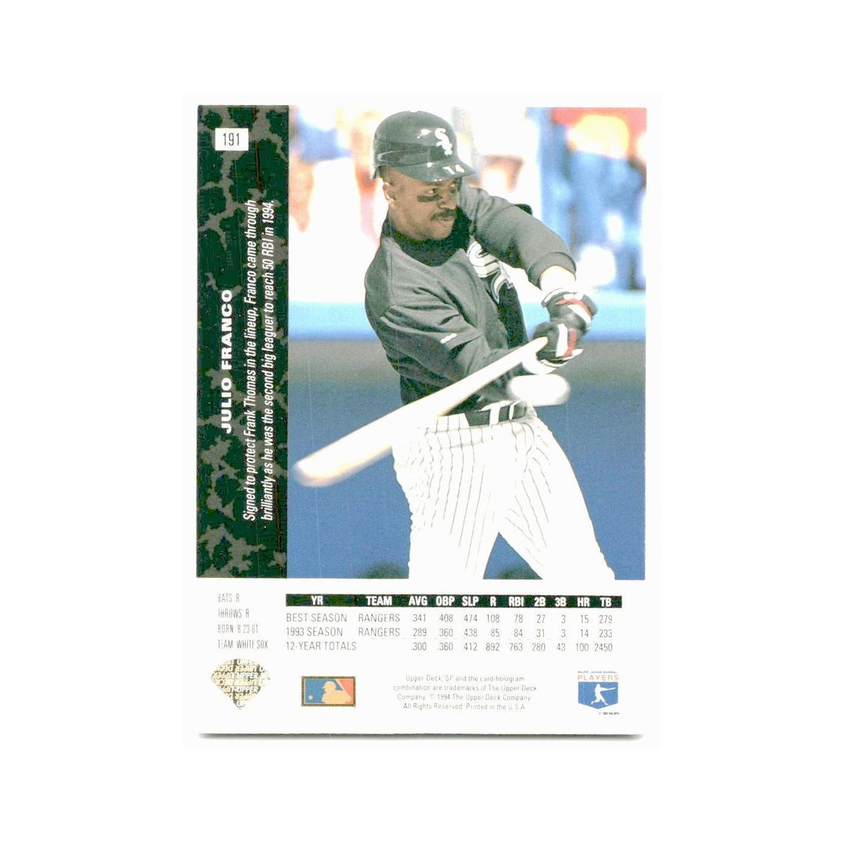 Julio Franco 1994 SP #191 Chicago White Sox Baseball Card NM
