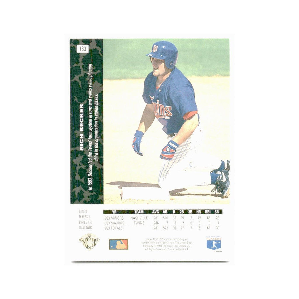 Rich Becker 1994 SP #183 Minnesota Twins Baseball Card NM