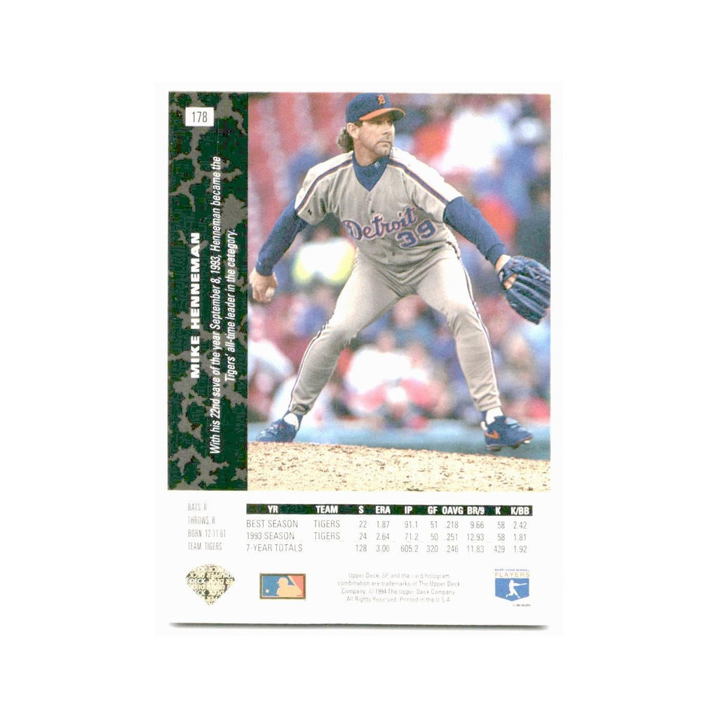 Mike Henneman 1994 SP #178 Detroit Tigers Baseball Card NM
