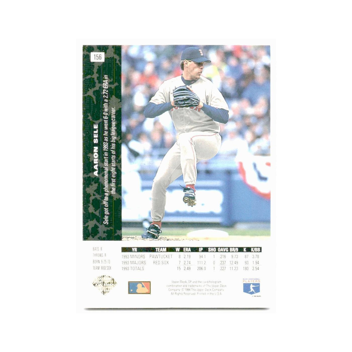 Aaron Sele 1994 SP #156 Boston Red Sox Baseball Card NM