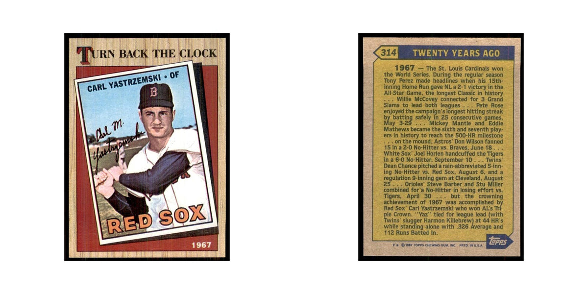 1987 Topps Baseball Card Carl Yastrzemski Red Sox #314