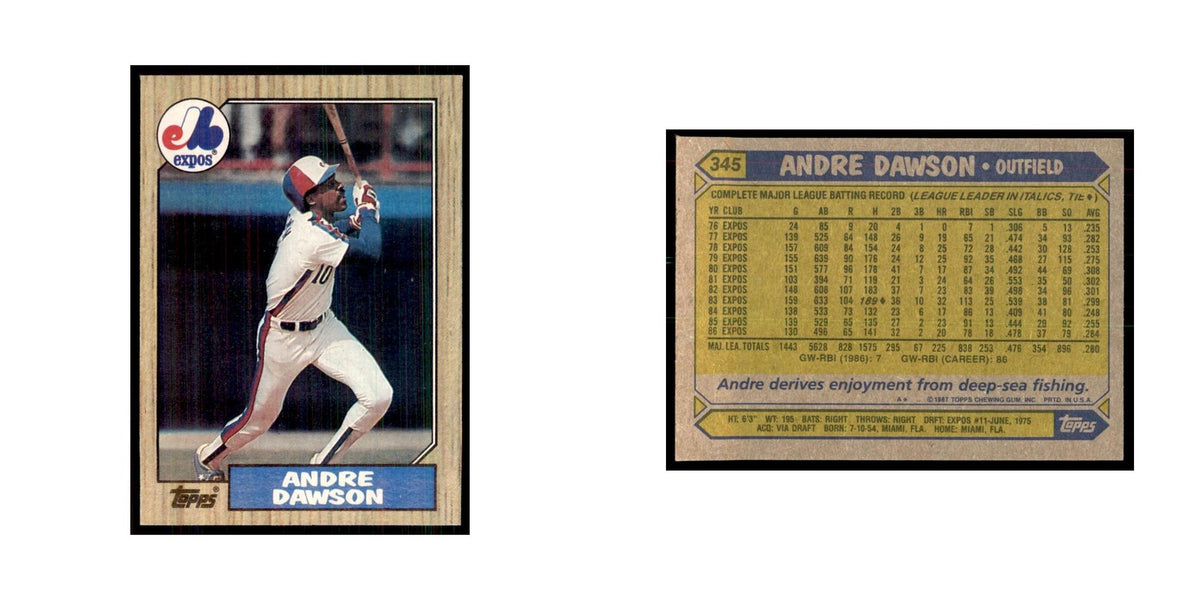 1987 Topps Baseball Card Andre Dawson Montreal Expos #345