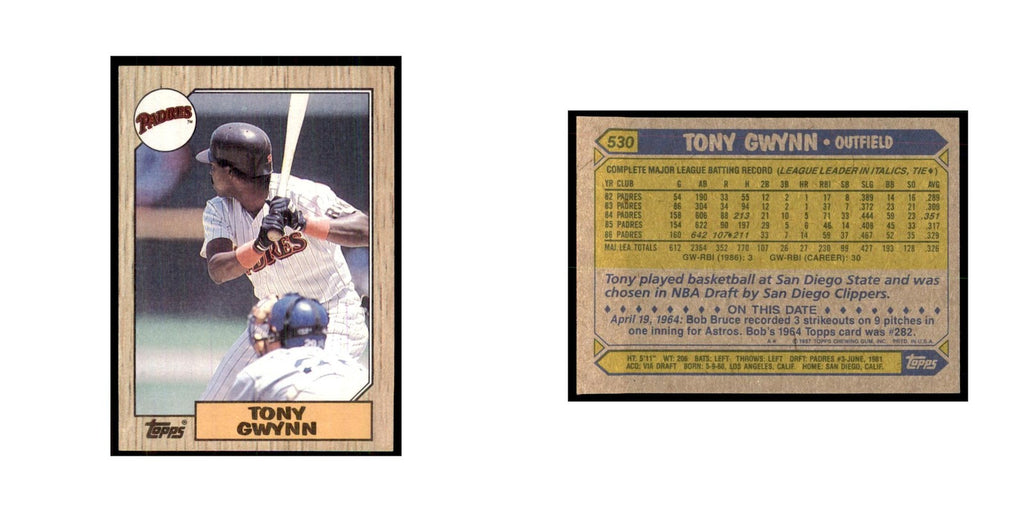 1987 Topps Baseball Card Tony Gwynn Padres #530