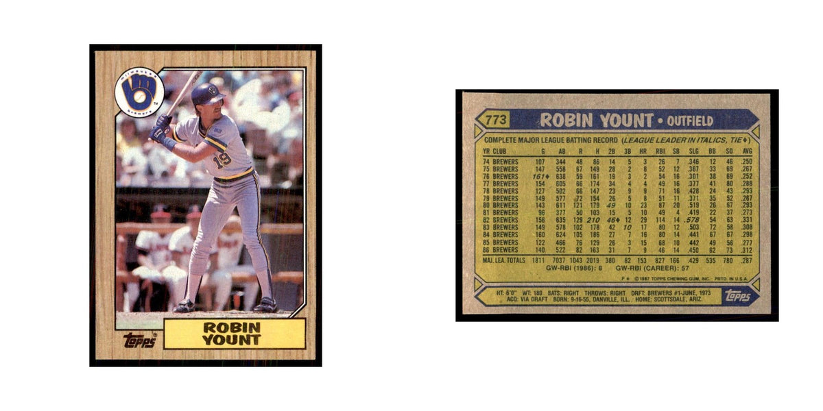 1987 Topps Baseball Card Robin Yount Brewers #773