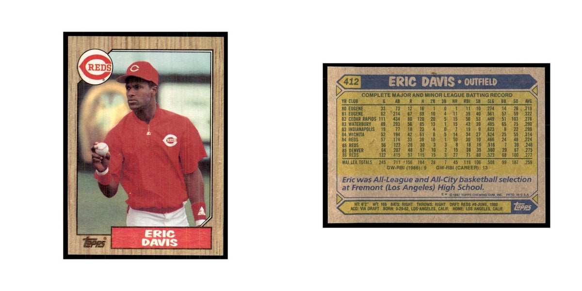 1987 Topps Baseball Card Eric Davis Reds #412