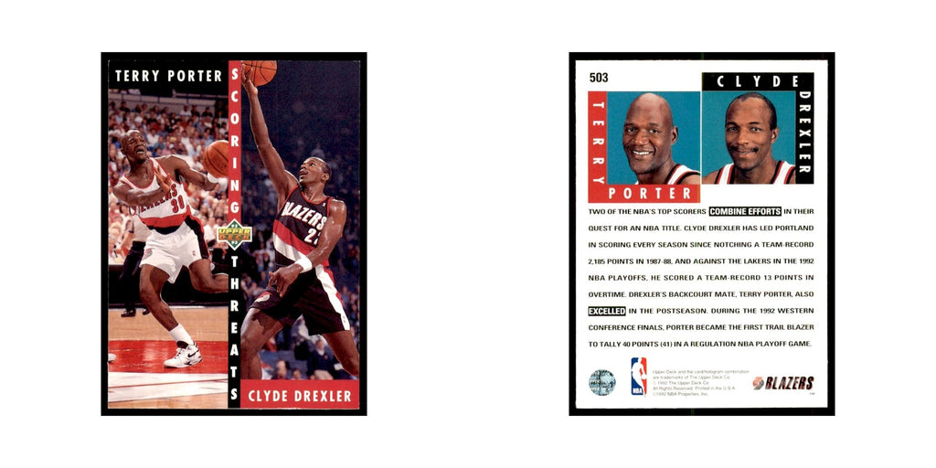 1992 Upper Deck Terry Porter/Clyde Drexler Basketball Cards #503