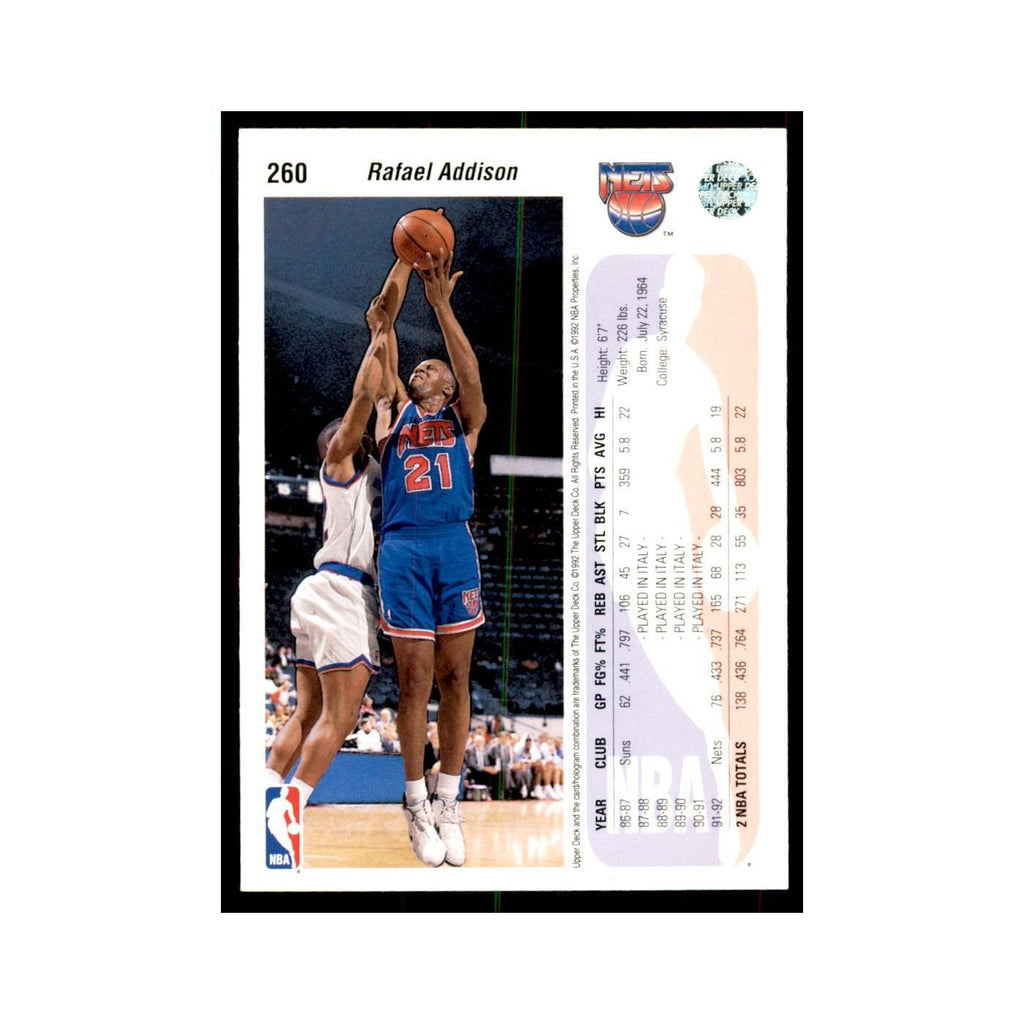 1992 Upper Deck Rafael Addison Basketball Cards #260