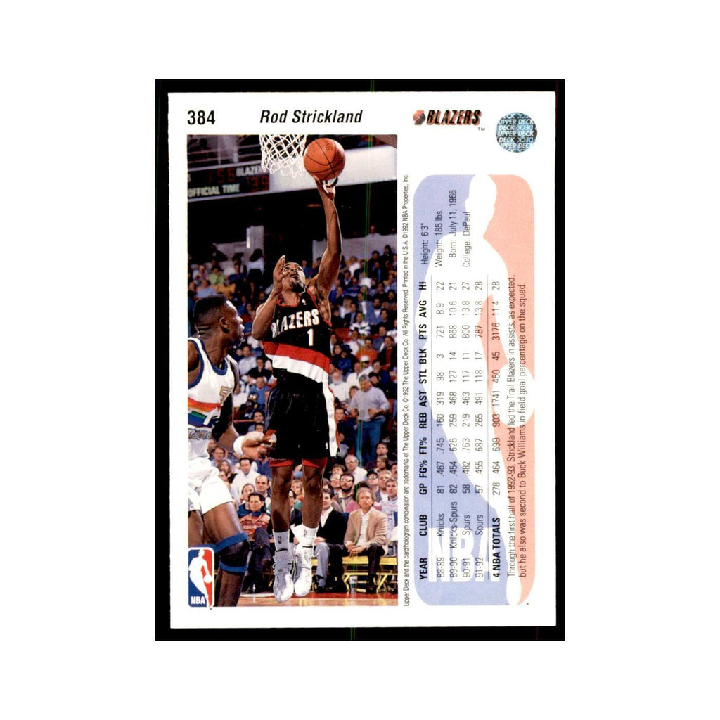 1992 Upper Deck Rod Strickland Basketball Cards #384