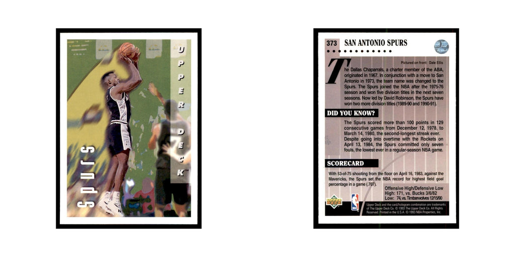 1992 Upper Deck Dale Ellis Basketball Cards #373