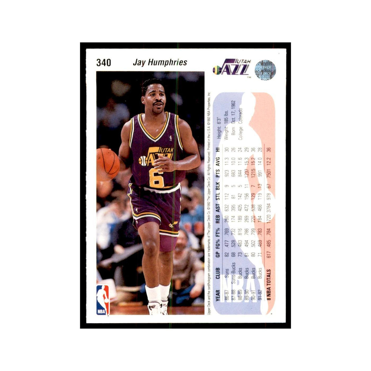 1992 Upper Deck Jay Humphries Basketball Cards #340
