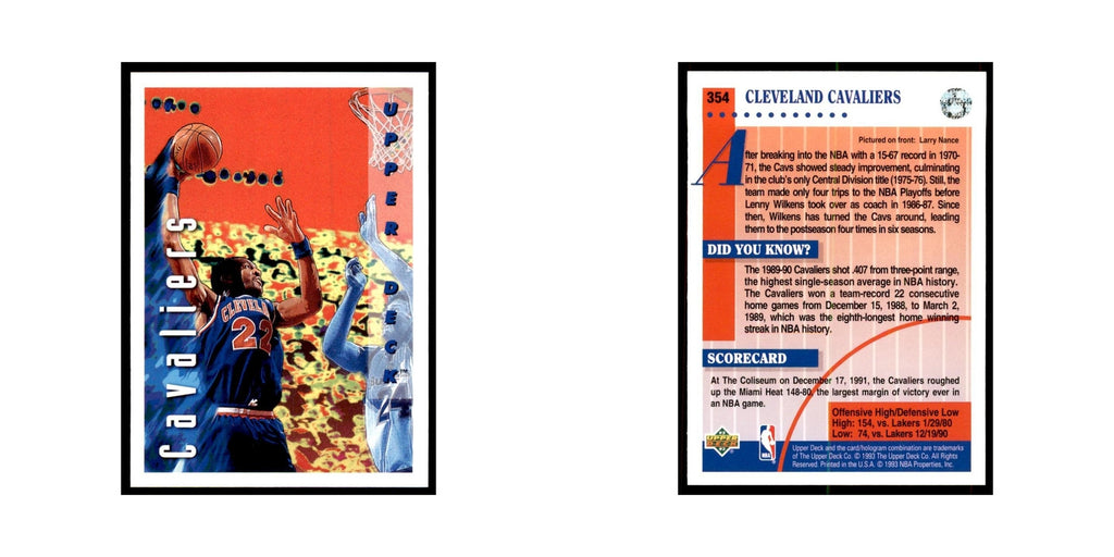 1992 Upper Deck Larry Nance Basketball Cards #354