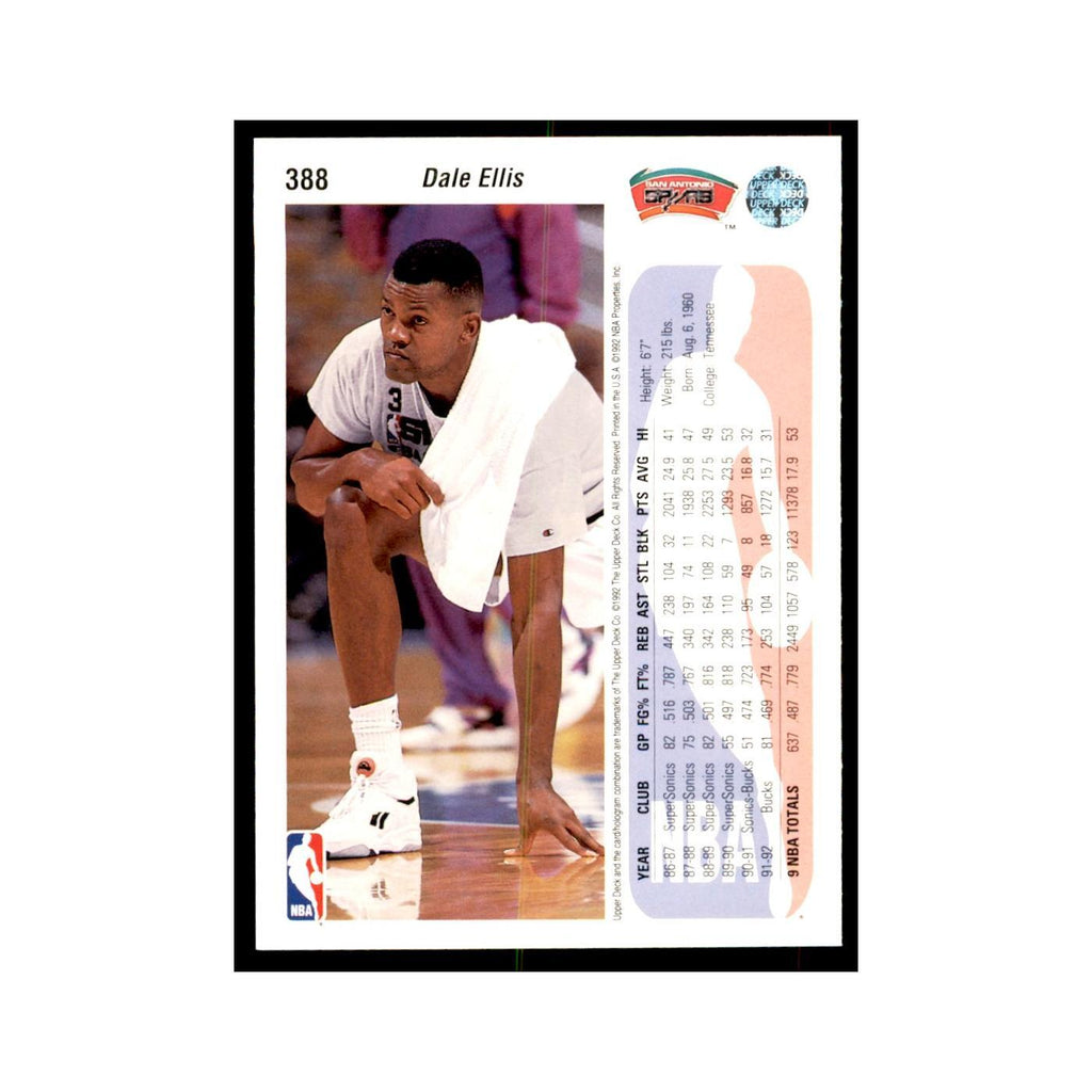 1992 Upper Deck Dale Elllis Basketball Cards #388
