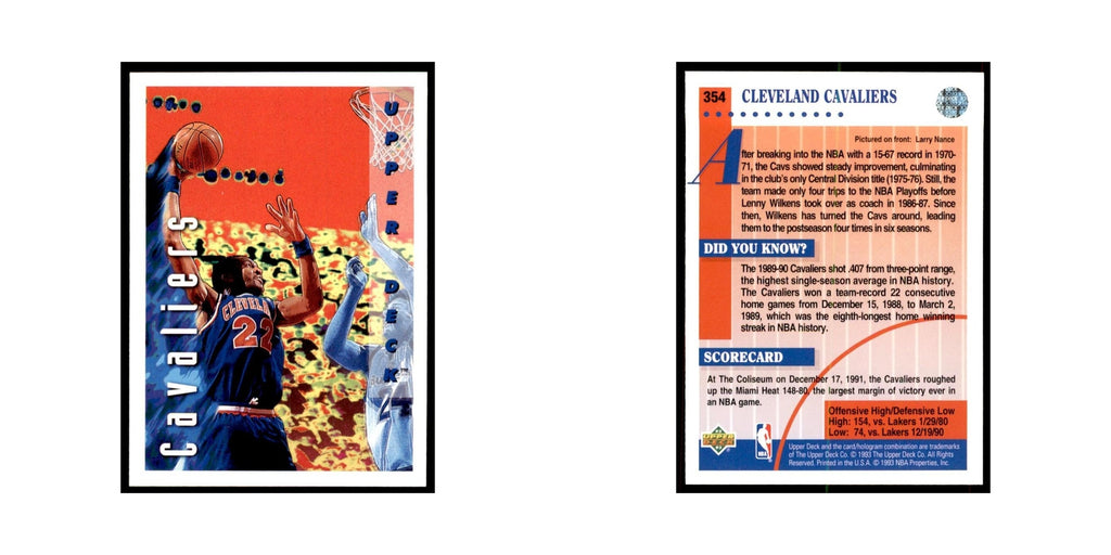1992 Upper Deck Lary Nance Basketball Cards #354