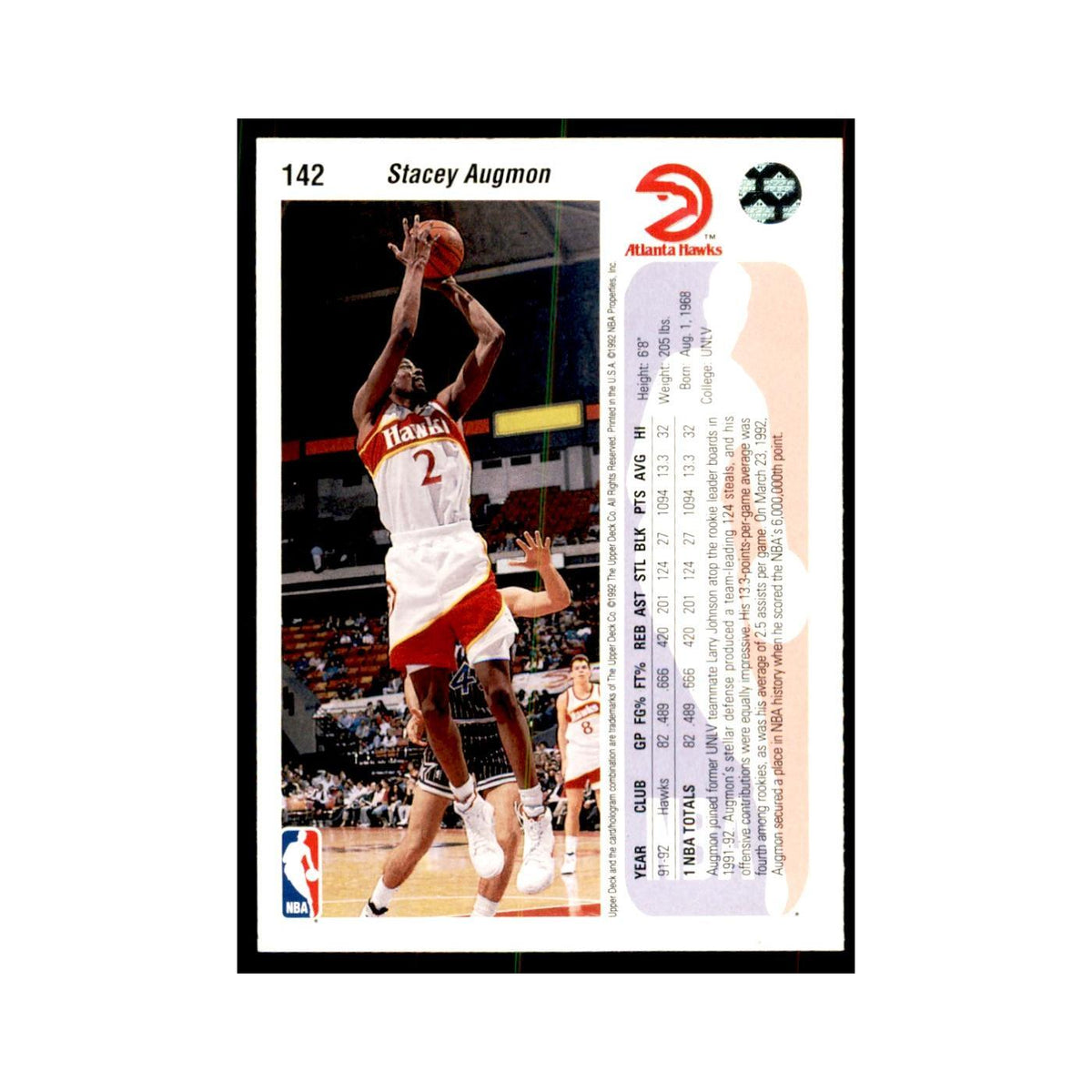 1992 Upper Deck Stacey Augmon Basketball Cards #142