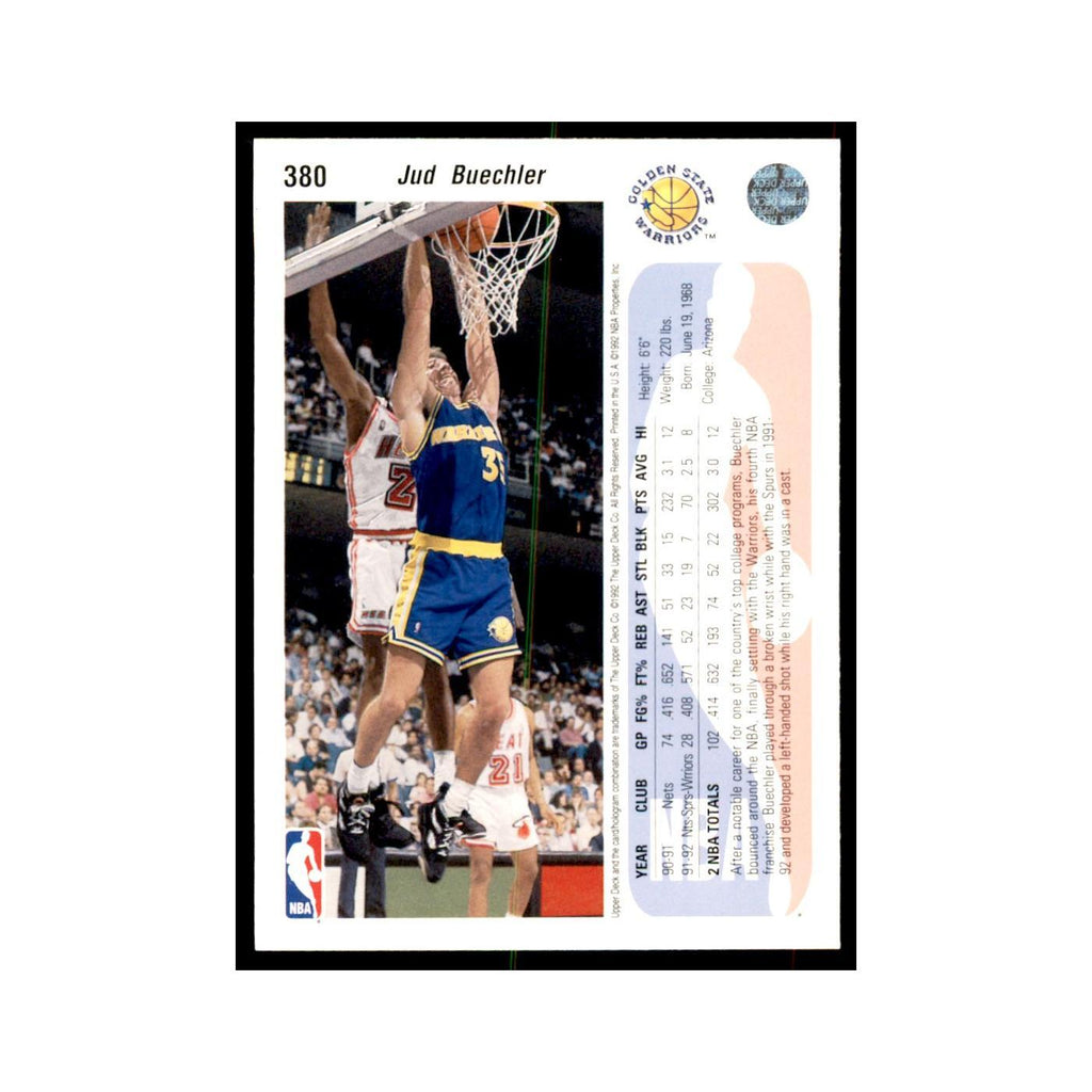 1992 Upper Deck Jud Buechler Basketball Cards #380