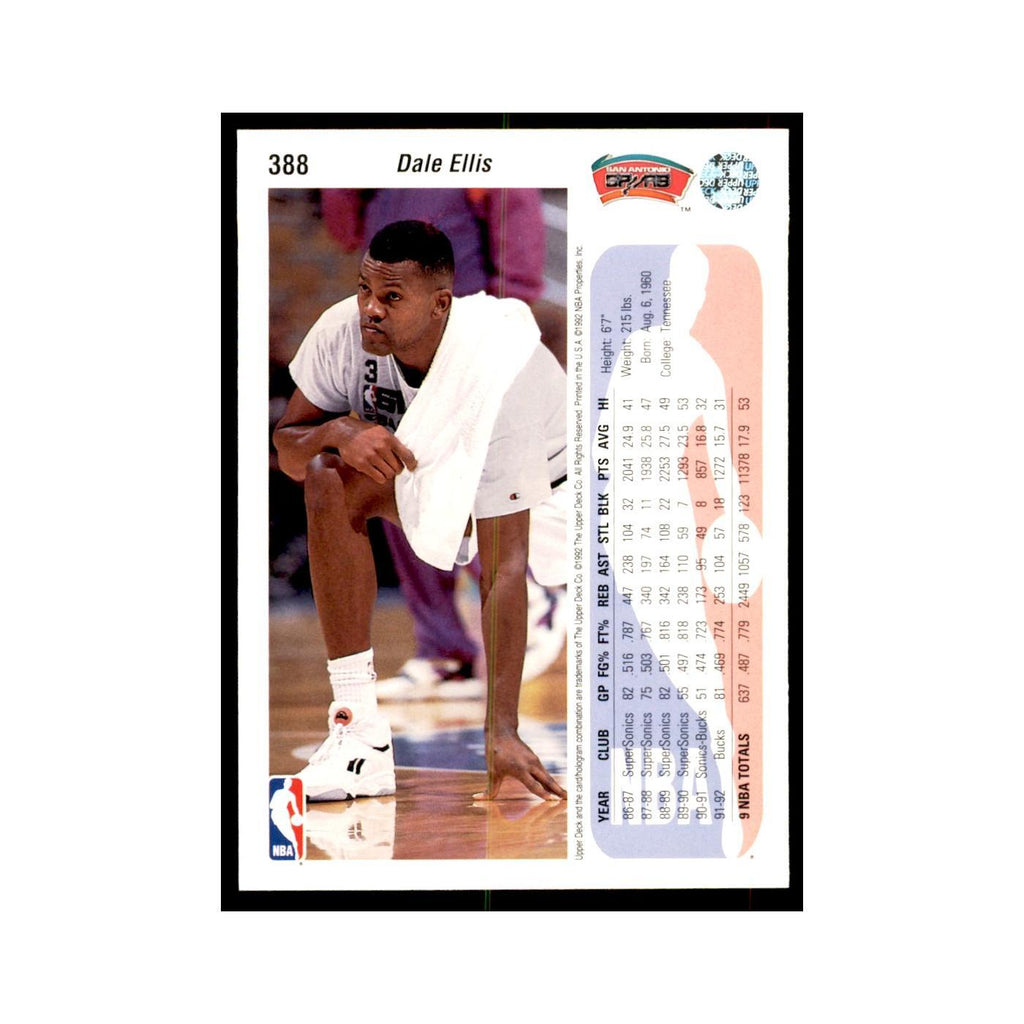 1992 Upper Deck Dale Elllis Basketball Cards #388