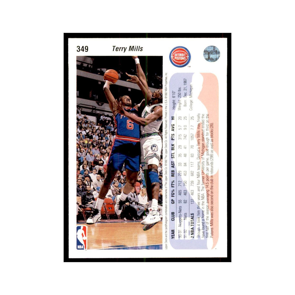1992 Upper Deck Terry Mills Basketball Cards #349