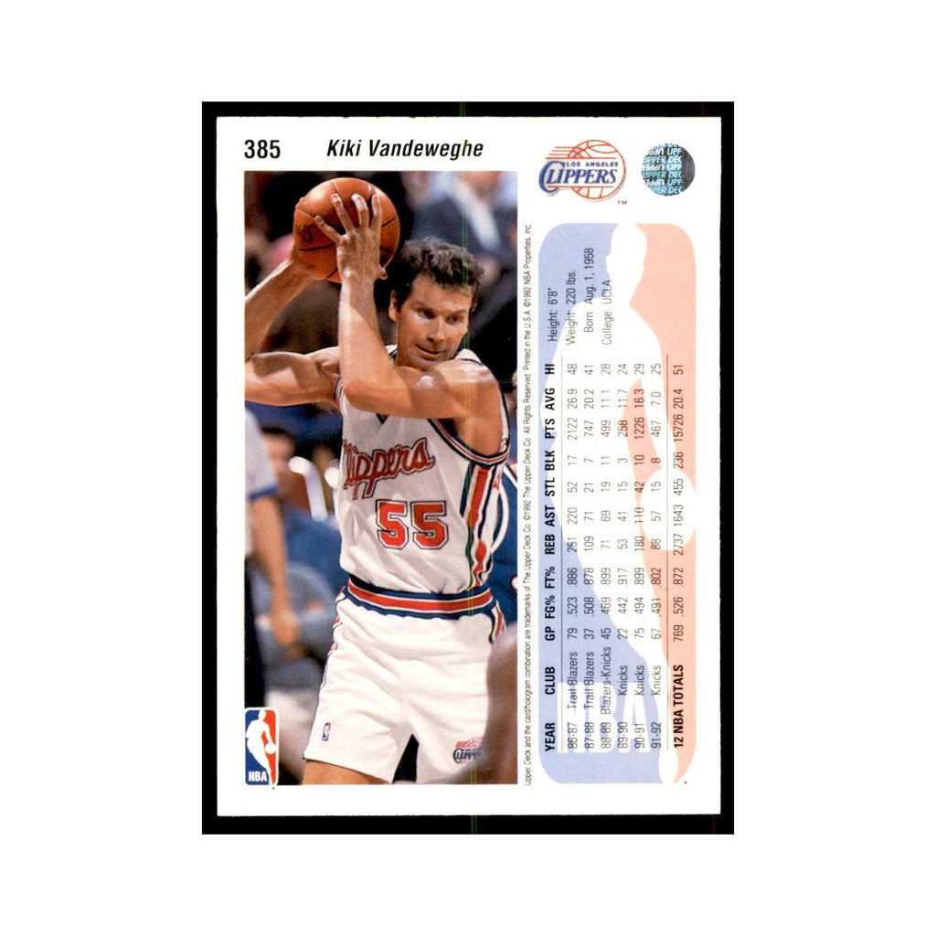 1992 Upper Deck Kiki Vandeweghe Basketball Cards #385