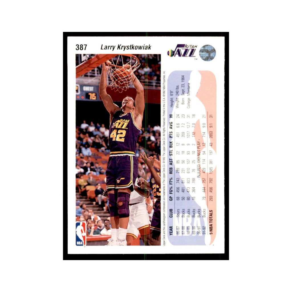 1992 Upper Deck Larry Krystkowiak Basketball Cards #387