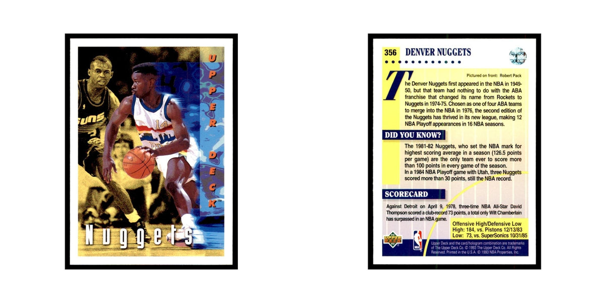 1992 Upper Deck Denver Nuggets Basketball Cards #356