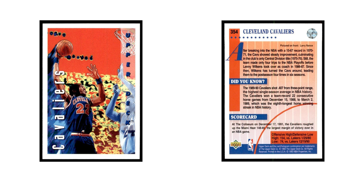 1992 Upper Deck Larry Nance Basketball Cards #354