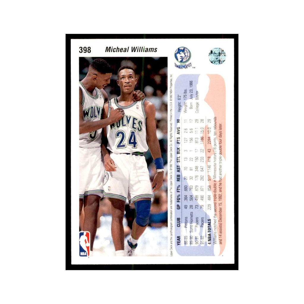 1992 Upper Deck Micheal Williams Basketball Cards #398