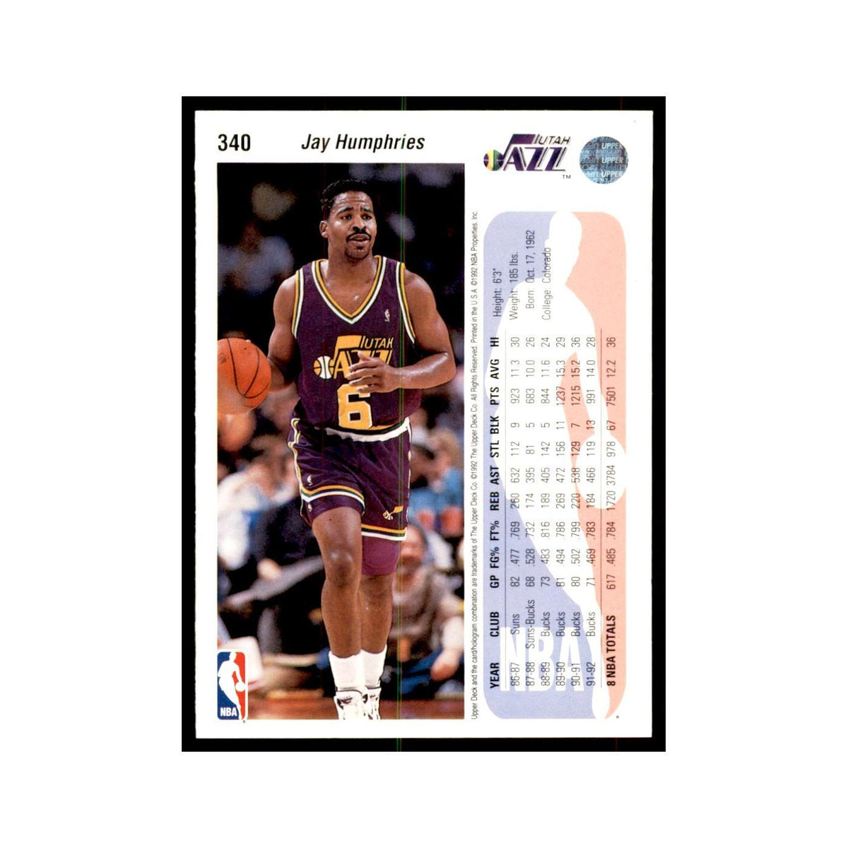 1992 Upper Deck Jay Humphries Basketball Cards #340