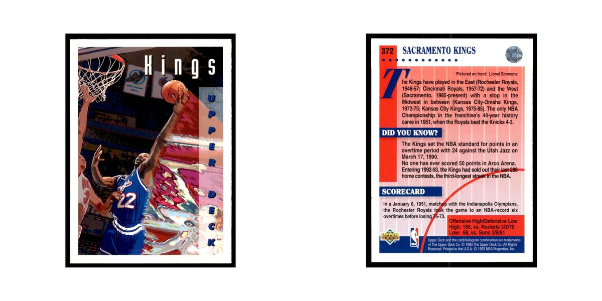 1992 Upper Deck Lionel Simmons Basketball Cards #372