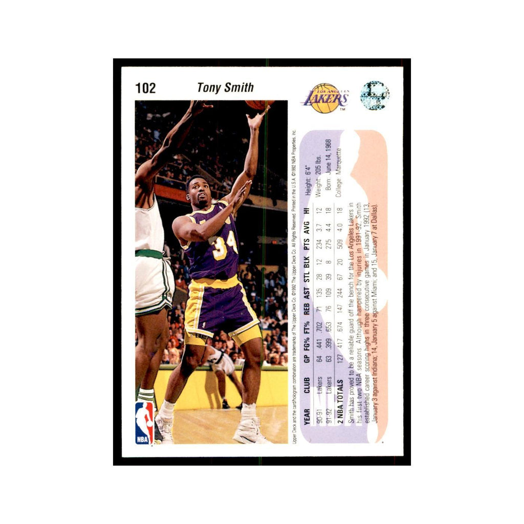 1992 Upper Deck Tony Smith Basketball Cards #102