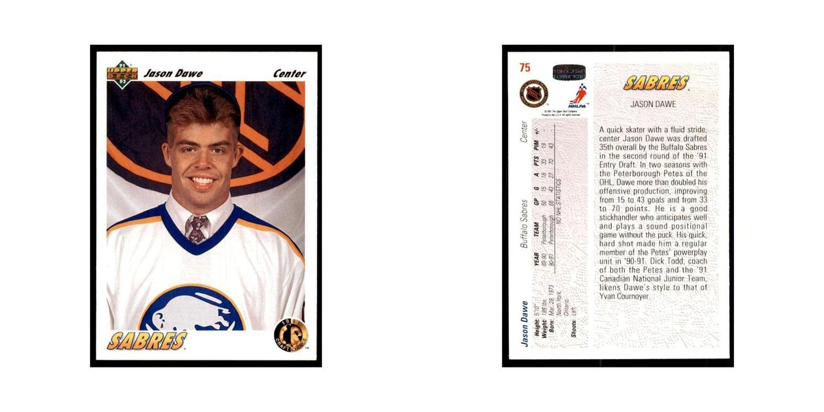 1991 Upper Deck Jason Dawe Hockey Cards #75