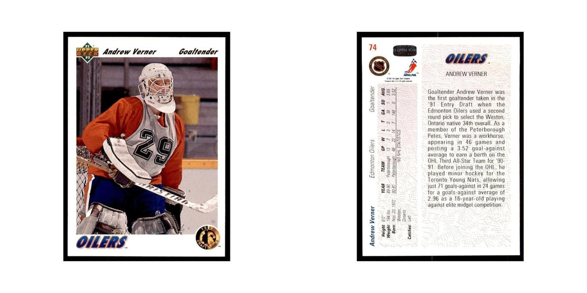 1991 Upper Deck Andrew Verner Hockey Cards #74