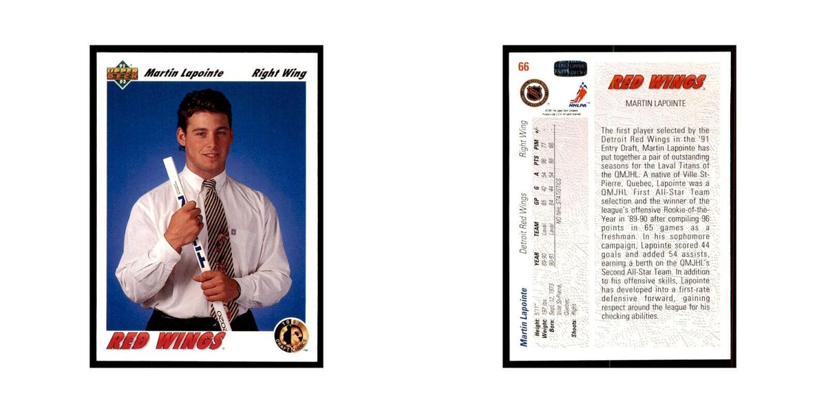1991 Upper Deck Martin Lapointe Hockey Cards #66