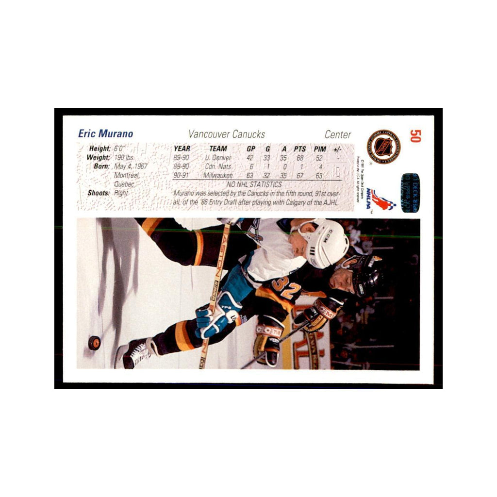1991 Upper Deck Eric Murano Hockey Cards #50