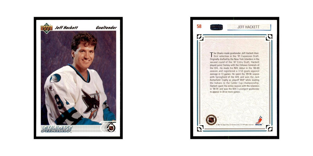 1991 Upper Deck Jeff Hackett Hockey Cards #58