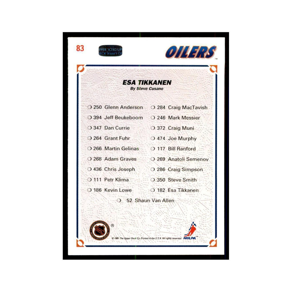 1991 Upper Deck Esa Tikkanen Hockey Cards #83