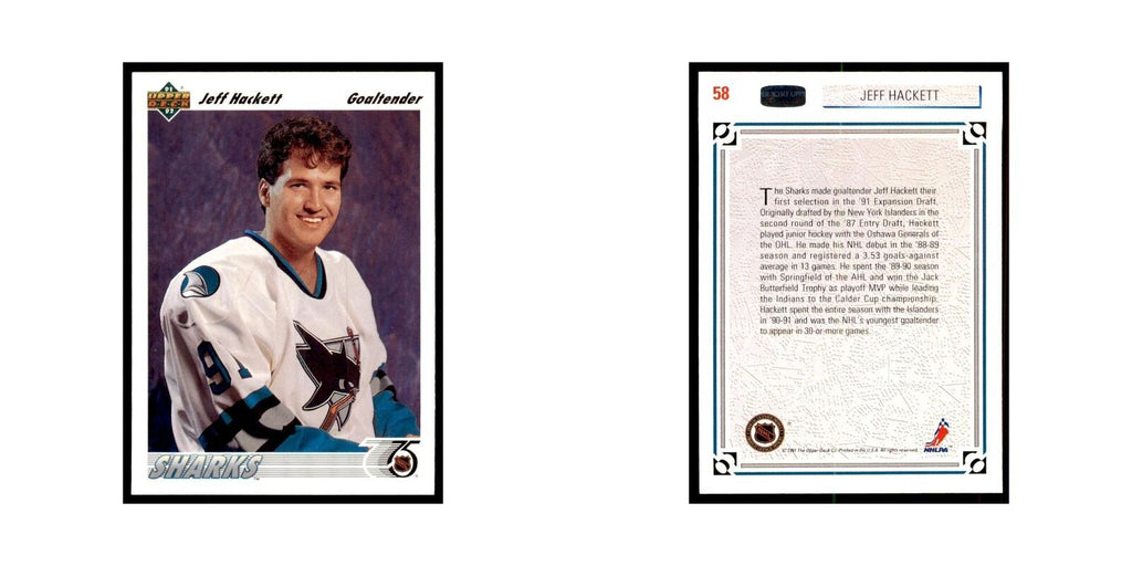 1991 Upper Deck Jeff Hackett Hockey Cards #58
