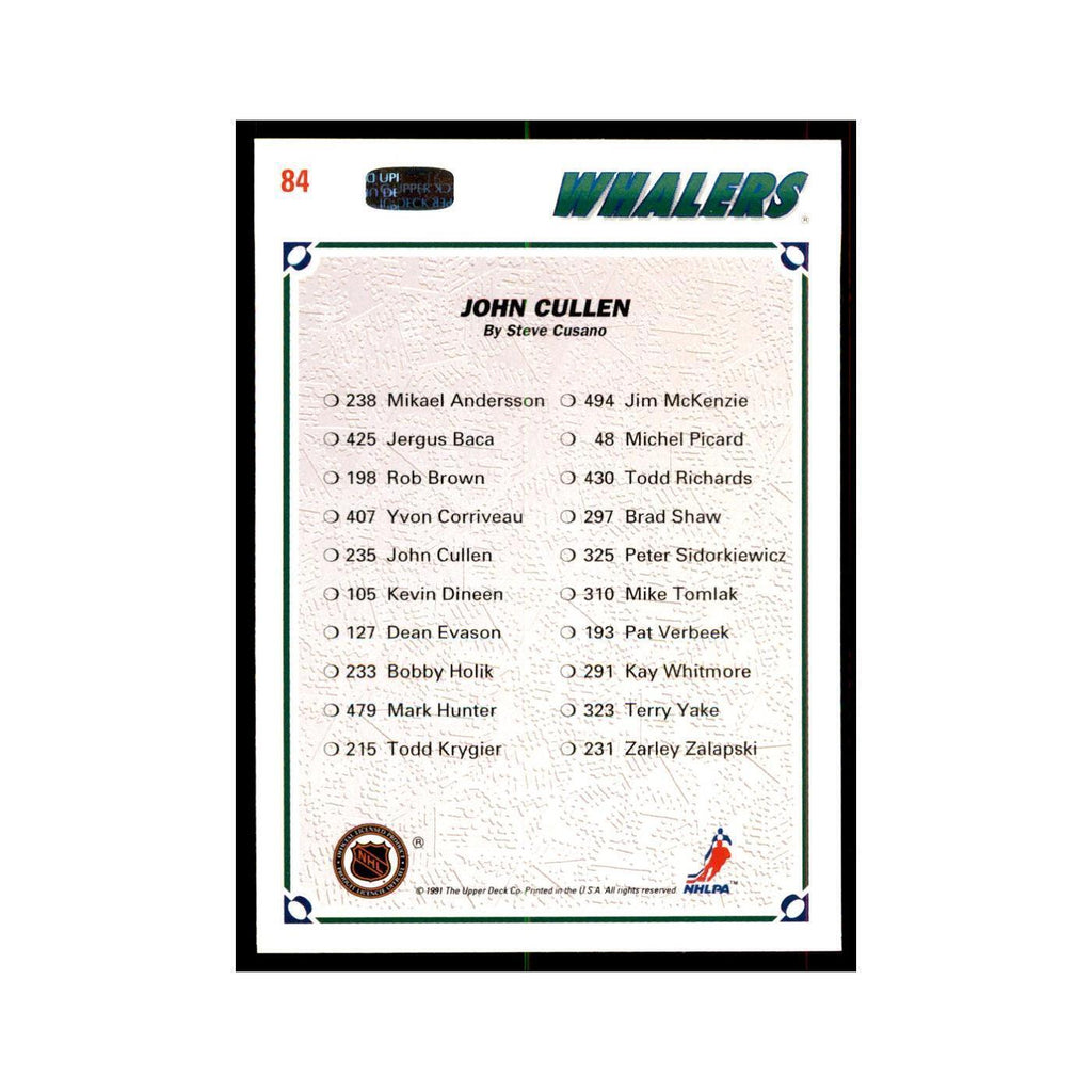 1991 Upper Deck John Cullen Hockey Cards #84