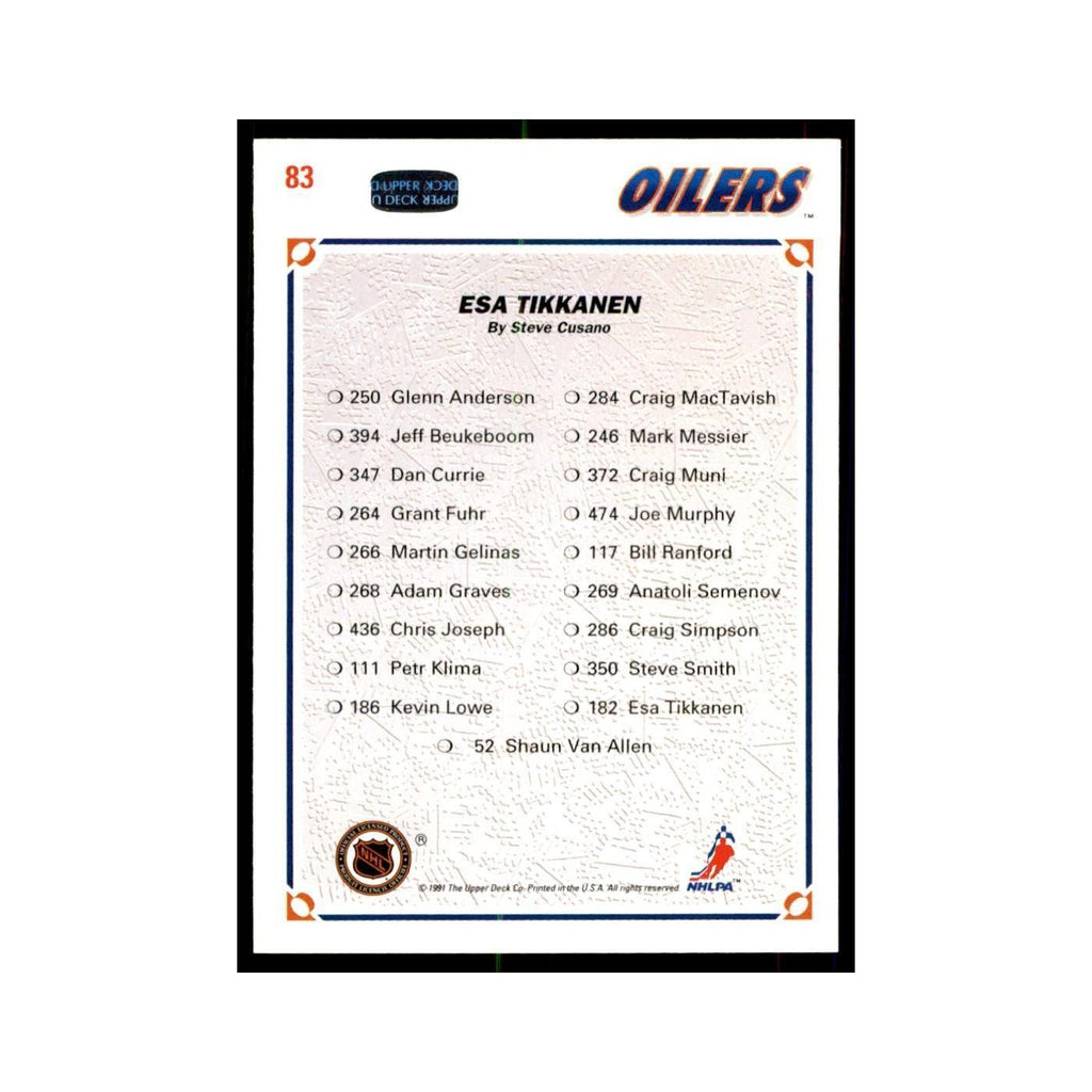 1991 Upper Deck Esa Tikkanen Hockey Cards #83