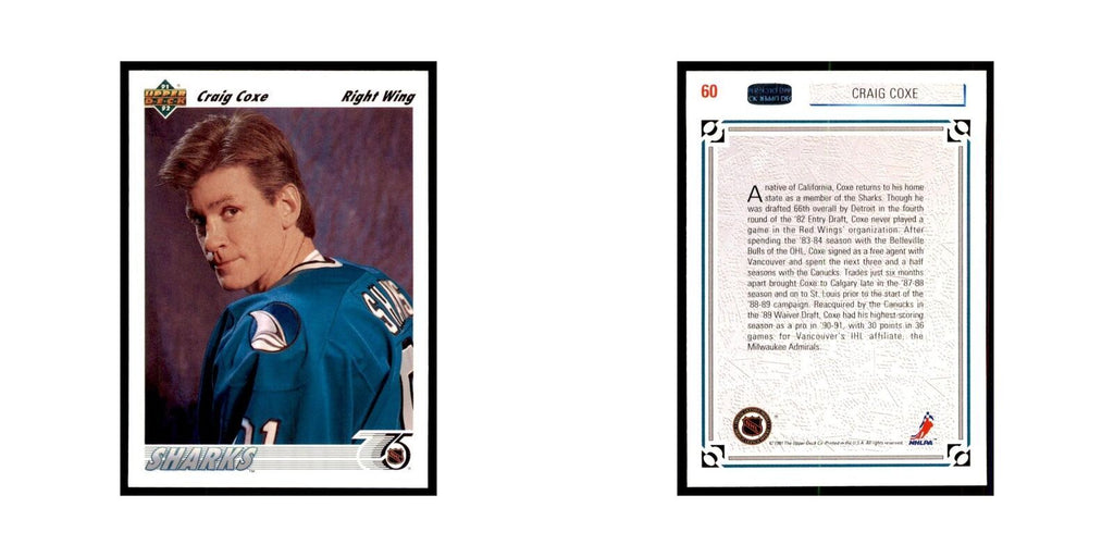 1991 Upper Deck Craig Coxe Hockey Cards #60