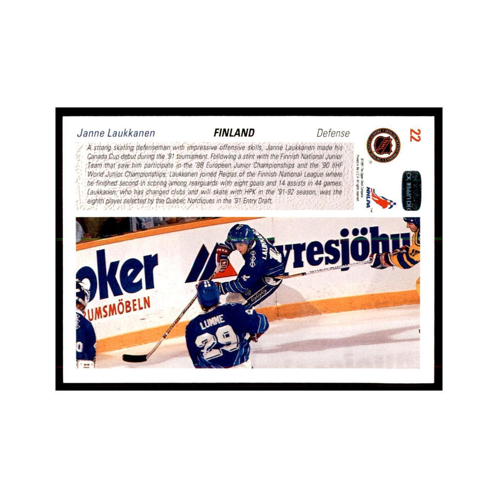 1991 Upper Deck Janne Laukkanen Hockey Cards #22