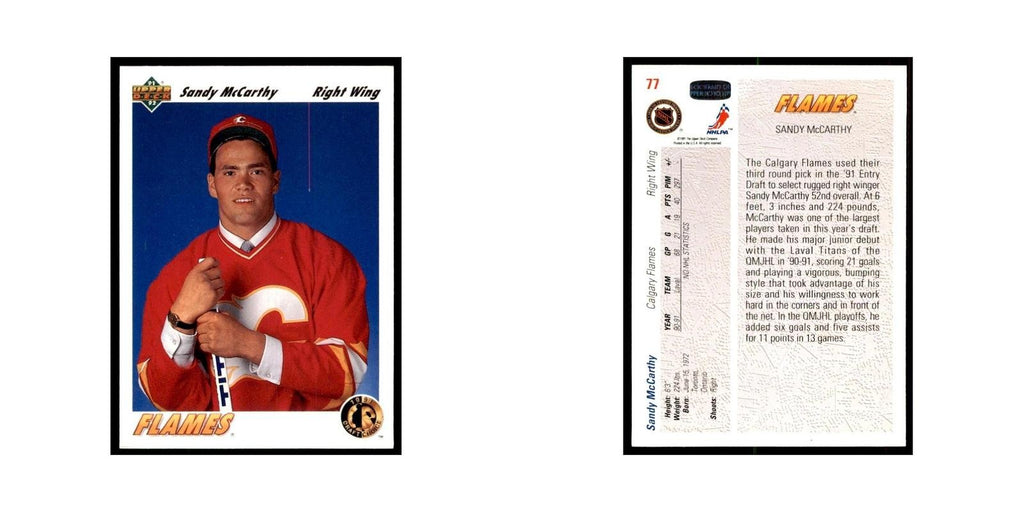 1991 Upper Deck Sandy McCarthy Hockey Cards #77
